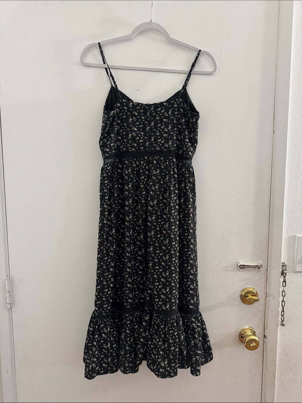 She + Sky Black Floral Midi Dress with Smocked Waist - Picture 6 of 8